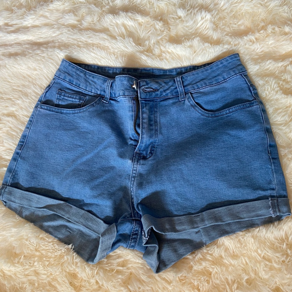 High waisted blue Jean shorts size medium, see photo measurements